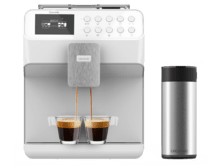 Power Matic-ccino 7000 Serie Bianca S Cafetera Superautomática con depósito de leche y pantalla digital. Prepara Cappuccino con solo pulsar un botón.  Café totalmente personalizable. Tecnología ForceAroma 19 bares de presión.