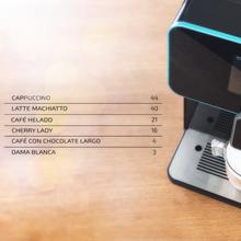 Power Matic-ccino 9000 Serie Nera S. Cafetera superautomática que muele el café y añade leche de forma automática para disfrutar de los mejores espressos y cappuccinos con un toque. Se adapta a todos los gustos gracias a sus 20 tipos de bebidas calientes y a su sistema Custom Coffee que permite personalizar tu café ideal. Permite a 10 usuarios memorizar sus cafés favoritos para disfrutarlos cada día.