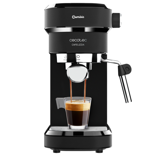 cafetera Espresso Cafelizzia 790 Black para espressos y Cappuccino. Sistema de rápido Calentamiento, 20 Bares, Modo Auto para 1 y 2 cafés, vaporizador orientable,depósito 1,2 litros