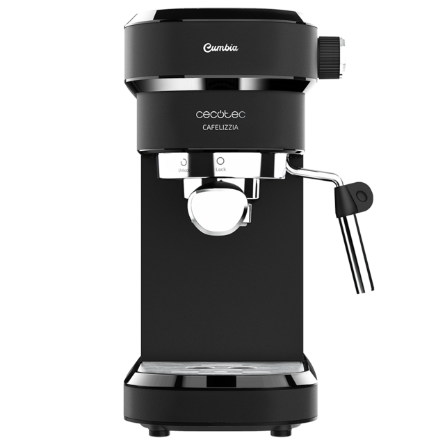 Cafelizzia 790 Black para espressos y Cappuccino. Cafetera Espresso con Sistema de rápido Calentamiento, 20 Bares, Modo Auto para 1 y 2 cafés, vaporizador orientable,depósito 1,2 litros