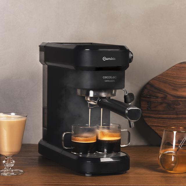 Cafelizzia 790 Black para espressos y Cappuccino. Cafetera Espresso con Sistema de rápido Calentamiento, 20 Bares, Modo Auto para 1 y 2 cafés, vaporizador orientable,depósito 1,2 litros