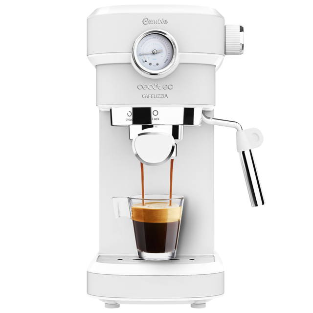 Cafelizzia 790 White Pro. Cafetera Espresso con Sistema Thermoblock, 20 Bares, ModoAuto 1 y 2 Cafés, Vaporizador Orientable, Conducto de Agua para Infusiones