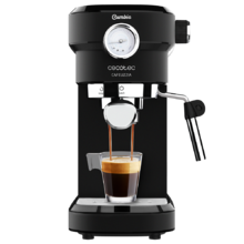 Cecotec Machine à café  Cafelizzia 790 Black Pro - qui prépare du café expresso et des cappuccinos, avec manomètre, 1350 W, système Thermoblock, 20 bars, mode automatique pour 1 ou 2 cafés, défroisseur dirigeable, 1.1L, noir