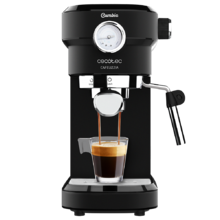 Cafelizzia 790 Black Pro - Caffettiera per espresso e cappuccino con manometro, 1350 W, sistema Thermoblock, 20 bares, Modalità Auto per 1-2 caffè, vaporizzatore orientabile, 1,1 L, nero.