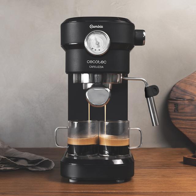 Cafelizzia 790 Black Pro - Máquina de café Espressos e Cappuccino com Manómetro, 1350 W, Sistema Thermoblock, 20 Bares, Modo Auto para 1-2 Cafés, Vaporizador Orientable, 1.1L, Preto