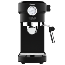 Cafelizzia 790 Black Pro - Cafetera para Espressos y Cappuccino con Manometro, 1350 W, Sistema Thermoblock, 20 Bares, Modo Auto para 1-2 Cafés, Vaporizador Orientable, 1.1L, Negro