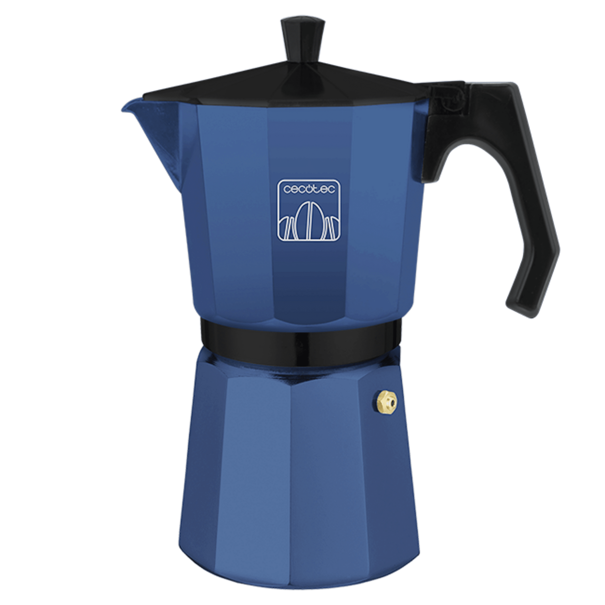 Cumbia Mokclassic 300 Blue Espressokocher aus Aluminium für 3 Tassen, geeignet für verschiedene Arten Herde und einfach zu reinigen.