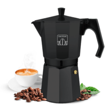 Caffettiera Mokclassic 300 Black. In alluminio pressofuso, ideale per differenti tipi di cucine, per 3 tazze di caffè.