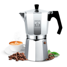 Italienische Kaffeemaschine Mokclassic aus Aluminiumguss für Kaffee mit dem besten Körper und Aroma (Mokclassic 300, Shiny)