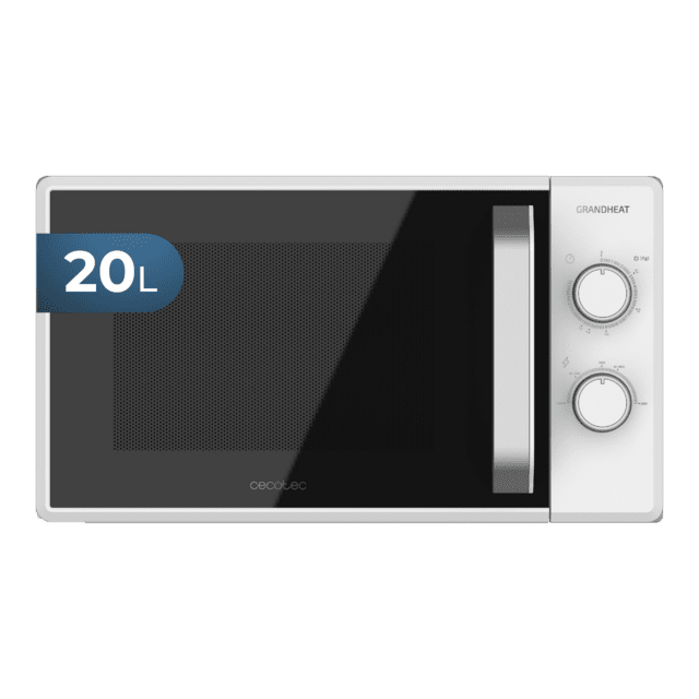 Grandheat 3010.Microondas de 20 Litros de 700 W, 6 Niveles de Potencia, Revestimiento Anti-Dirt iTech y Tecnología 3DWave, Modo Descongelación, Temporizador, Blanco