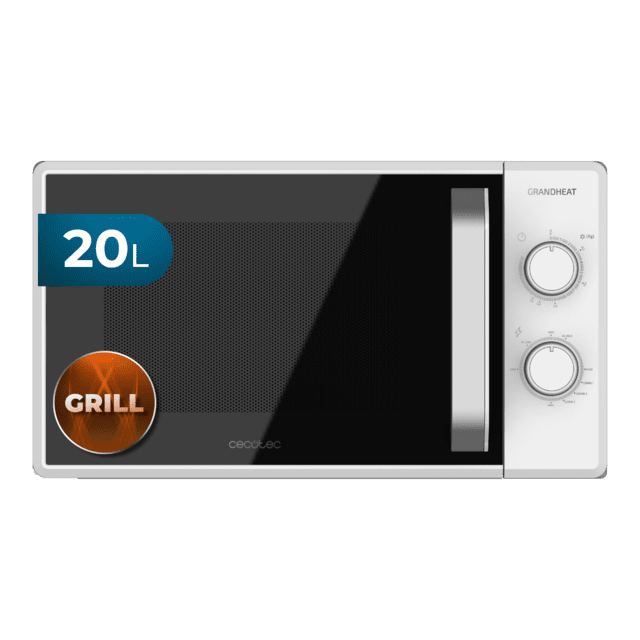 Grandheat 3110. Microondas con Grill de 20 Litros de 700 W y 1000 W Grill, 6 Niveles, Revestimiento Anti-Dirt iTech y Tecnología 3DWave, Modo Descongelación, Temporizador, Blanco