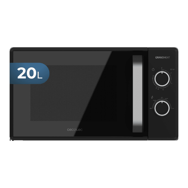 Grandheat 3030. Microondas de 20 Litros de 700 W, 6 Niveles de Potencia, Revestimiento Anti-Dirt iTech y Tecnología 3DWave, Modo Descongelación, Temporizador, Negro