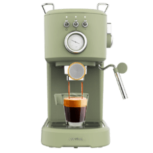 Power Espresso 20 Retro Green Machine à café expresso avec 20 bars et buse vapeur.