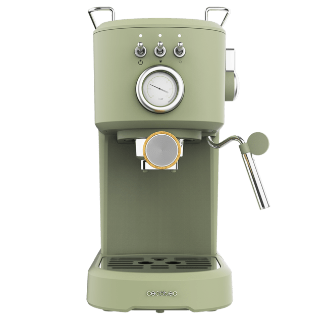 Power Espresso 20 Retro Green 20 bar Espressomaschine mit Aufschäumvorrichtung.