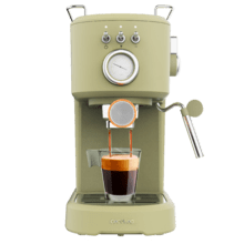 Power Espresso 20 Retro Green Cafetera espresso con 20 bares con vaporizador.