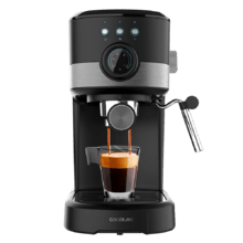 Cecotec Cafetera Express con Brazo con Doble Salida Power Espresso 20 Bares  Barista Cream, 1550 W, Depósito de Café en Grano 250g, Molinillo 30  Niveles, Thermoblock, Depósito Agua 2.5 L, Acero Negro 