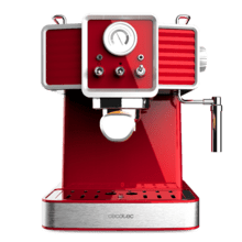 Power Espresso 20 Caffettiera Express Tradizionale Rosso Chiaro Per Espresso e Cappuccino, con 20 Bar, Manometro e Vaporizzatore Regolabile.