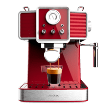 Power Espresso 20 Tradizionale Light Red Espresso- und Cappuccino-Kaffeemaschine, mit 20 bar, Manometer und lenkbarem Dampfgarer.