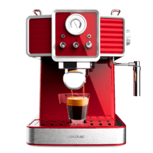 Power Espresso 20 Tradizionale Light Red Cafetera Express Para Café Expreso y Cappuccino, con 20 Bares, Manómetro y Vaporizador Orientable.