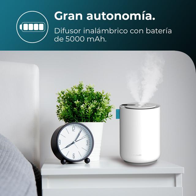 Umidificatore diffusore di aromi PureAroma 500 Cordless con serbatoio da 500 ml, wireless con batteria da 5000 mAh e display.
