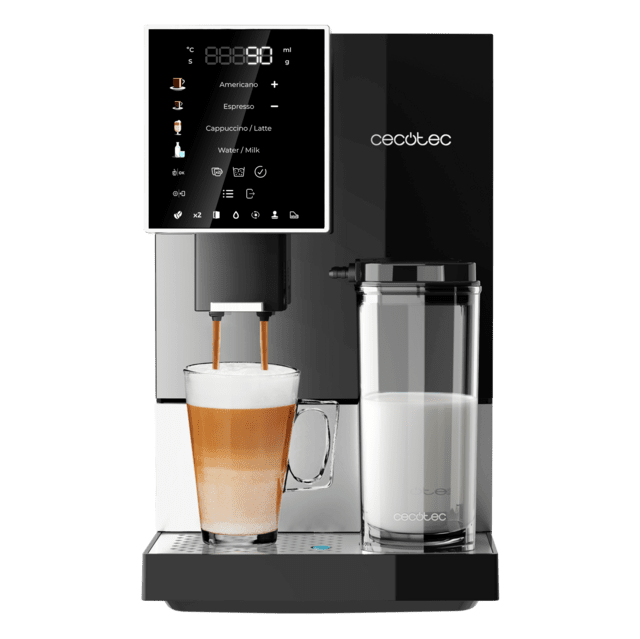 Cremmaet Compactccino Black Silver Kompakter Kaffeevollautomat mit 19 Bar, Milchtank und Thermoblock-System.