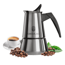 Piccolina 200 Cafetera italiana fabricada en acero inoxidable de alta calidad ideal para 2 tazas de café.