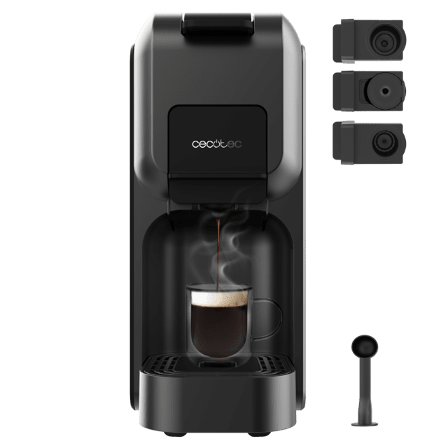 FreeStyle Compact Black Cafetera espresso muy compacta 4 en 1. Apta para café molido y cápsulas Dolce Gusto, Nespresso y K-fee.