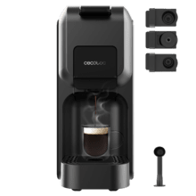FreeStyle Compact Black Cafetera espresso muy compacta 4 en 1. Apta para café molido y cápsulas Dolce Gusto, Nespresso y K-fee.