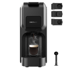 FreeStyle Compact Black Machine à café expresso 4 en 1 très compacte. Convient pour le café moulu, Dolce Gusto, Nespresso et K-fee.