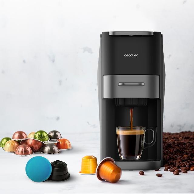 FreeStyle Compact Dark Máquina de café expresso 4 em 1 muito compacta. Adequada para café moído, Dolce Gusto, Nespresso, cápsula ESE e Senseo.