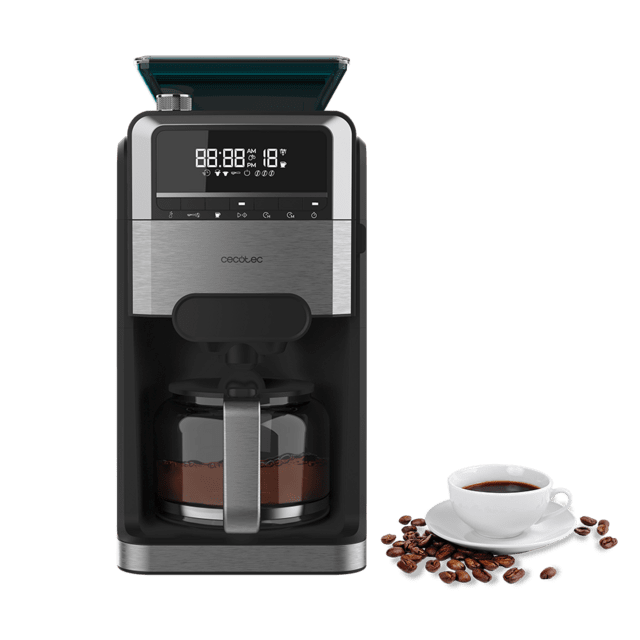 Coffee 66 Grind & Brew Macchina per caffè americano digitale da 12 tazze con finitura in acciaio inossidabile, macinacaffè integrato e intensificatore di aroma.