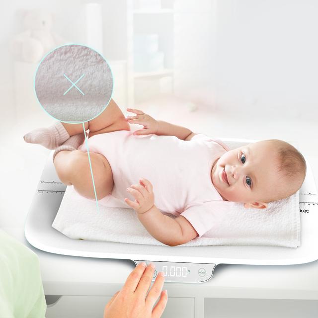 Nana BabyCare SmartWeight Báscula de bebé que mide hasta 40 kg, con metro incorporado (hasta 60 cm), apagado automático, función de tara y hold y pantalla LED.