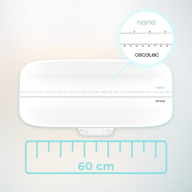 Nana BabyCare SmartWeight 60 x 25 cm: la bilancia è dotata di un'ampia superficie d'appoggio su cui è possibile ottenere una misurazione accurata dell’altezza e del peso dei neonati.