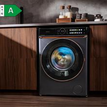 Bolero DressCode 12980 Direct Drive Steel A Lavadora de 12 kg color Steel y clase A, con motor Direct Drive y  1400 rpm. Con pantalla FullColor y acabados en imitación cuero, puerta XXL, luz Interior UV y exterior y funciones SteamMax, Spa Care, Delay End, Favourites, Drum Clean Plus, Stop&Go, y función bloqueo y desbloqueo de puerta