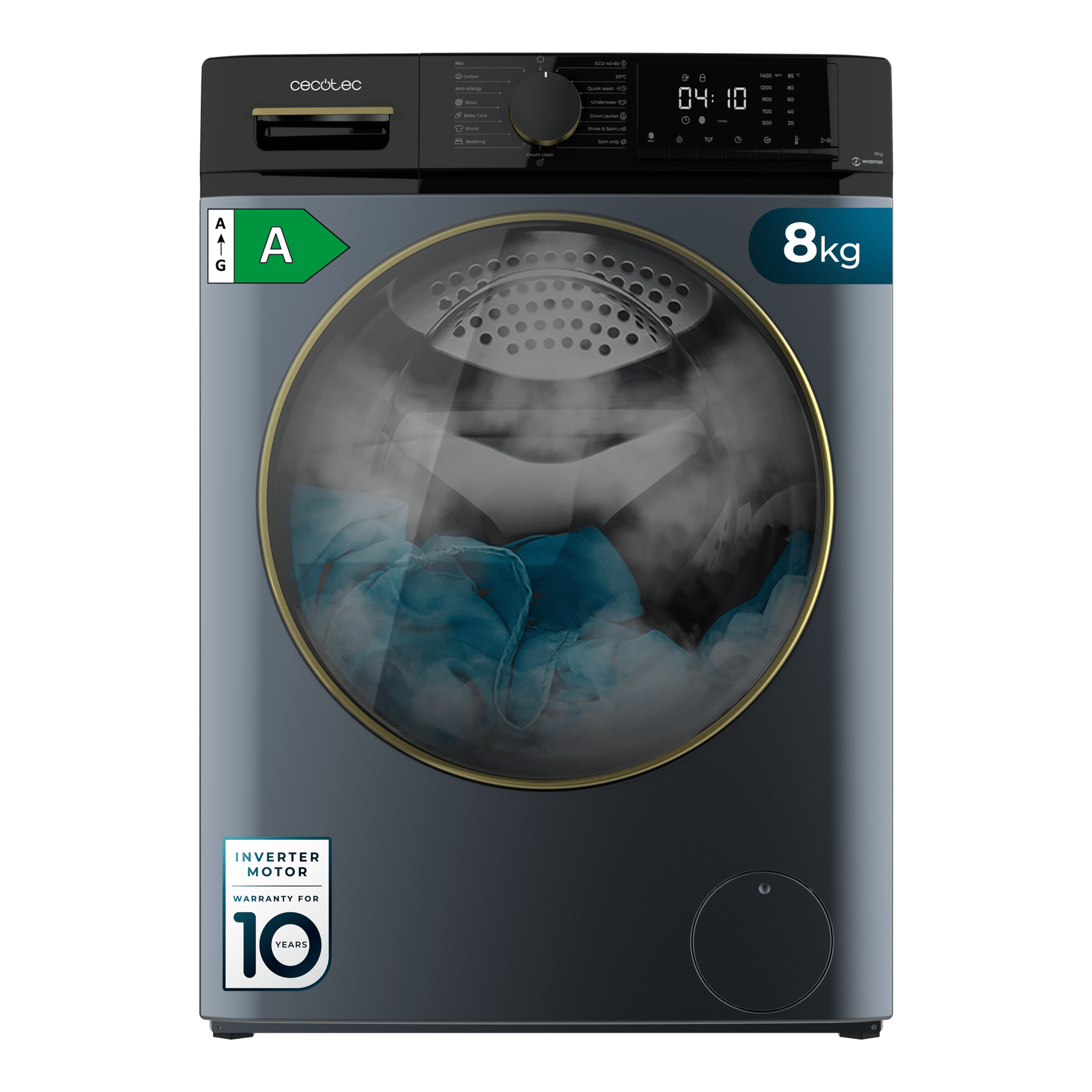 Lave-Linge Frontal Cecotec 10 Kg – 1400 Tr/min, Moteur Inverter, 16 Programmes, SteamMax – Classe A, Écran Tactile - 2