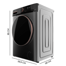 Bolero DressCode 10610 Inverter Steel A Lave-linge à chargement frontal steel, avec une capacité de 10 kg, 1400 tr/min, classe A, Steam Max, moteur Inverter Plus, 15 programmes, OnSmart, Fuzzy Logic, Smooth Wash, Stop&Go, joint antibactérien et Drum Clean.