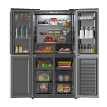 Bolero CoolMarket 4D 601 Inox E Frigorífico de 4 Puertas acero inoxidable, Capacidad de 601 Litros, Ancho de 90.5 cm alto de 177.5 cm, Sistema de conservación NoFrost, Metal Cooling, Cajón Control de Humedad y Cajón convertible, Motor Inverter Plus silencioso y de bajo consumo, Display digital exterior, Clasificación energética Clase E, Funciones Fast Cooling y Fast Freezing, Alarma de puerta Abierta y Alarma temperatura y mal funcionamiento, Modo ECO