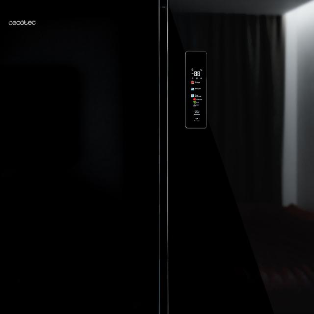 Bolero CoolMarket 4D 601 Black Glass E Frigorífico de 4 Puertas cristal negro, Capacidad de 601 Litros, Ancho de 90.5 cm alto de 177.5 cm, Sistema de conservación Total NoFrost, MetalFlex Cooling, Cajón Control de Humedad y Cajón temp. variable 0ºC A 7ºC, Motor Inverter Plus silencioso y de bajo consumo, Display digital exterior, Clasificación energética Clase E, Funciones Fast Cooling y Fast Freezing, Alarma de puerta Abierta y Alarma temperatura y mal funcionamiento, Modo ECO