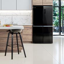 Bolero CoolMarket 4D 601 Black Glass E Frigorífico de 4 Puertas cristal negro, Capacidad de 601 Litros, Ancho de 90.5 cm alto de 177.5 cm, Sistema de conservación Total NoFrost, MetalFlex Cooling, Cajón Control de Humedad y Cajón temp. variable 0ºC A 7ºC, Motor Inverter Plus silencioso y de bajo consumo, Display digital exterior, Clasificación energética Clase E, Funciones Fast Cooling y Fast Freezing, Alarma de puerta Abierta y Alarma temperatura y mal funcionamiento, Modo ECO