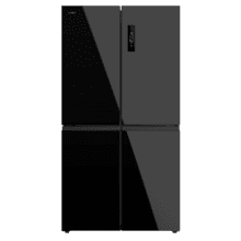 Bolero CoolMarket 4D 601 Black Glass E Frigorífico de 4 Puertas cristal negro, Capacidad de 601 Litros, Ancho de 90.5 cm alto de 177.5 cm, Sistema de conservación Total NoFrost, MetalFlex Cooling, Cajón Control de Humedad y Cajón temp. variable 0ºC A 7ºC, Motor Inverter Plus silencioso y de bajo consumo, Display digital exterior, Clasificación energética Clase E, Funciones Fast Cooling y Fast Freezing, Alarma de puerta Abierta y Alarma temperatura y mal funcionamiento, Modo ECO