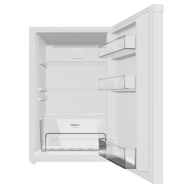 Bolero CoolMarket TT 133 L White Mini frigorífico blanco de 83,5 cm de alto y 55,1 cm de ancho con capacidad de 133L, clase energética E, Crisper Box, Luz LED interior, función defrost y control temperatura mecánico.