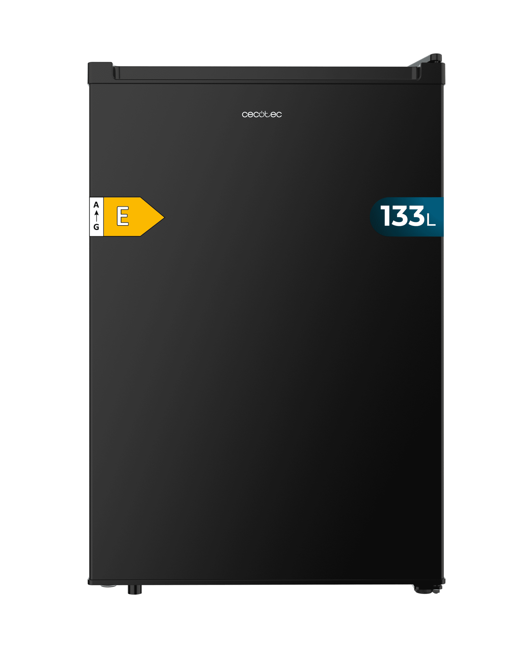 Schwarzer Mini-Kühlschrank mit 83,5 cm Höhe und 55,1 cm Breite, 133 l Fassungsvermögen, Energieklasse E, Crisper Box, LED-Innenbeleuchtung, Defrost-Funktion (Abtaufunktion) und mechanischer Temperaturregelung.