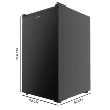 Congelador Bolero CoolMarket TF 87 Black Congelador de mesa vertical preto com 83,6 cm de altura e 50,6 cm de largura, com uma grande capacidade de 87 L e classe energética E.