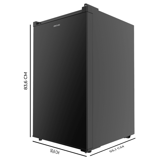 Bolero CoolMarket TF 87 Black Freezer vertical de mesa preto medindo 83,6 cm de altura e 50,6 cm de largura com grande capacidade de 87L e classe energética E.