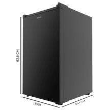 Bolero CoolMarket TF 87 Black Freezer vertical de mesa preto medindo 83,6 cm de altura e 50,6 cm de largura com grande capacidade de 87L e classe energética E.