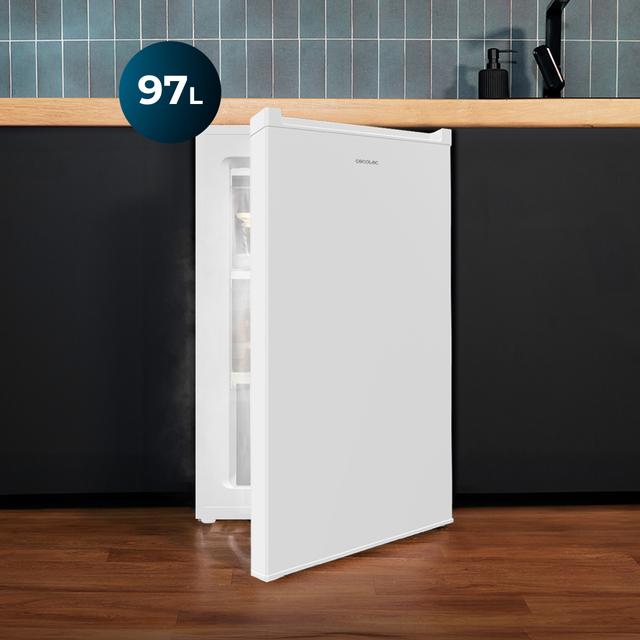 Bolero CoolMarket TF 97 White Congelador vertical sobremesa blanco de 83,5 cm de alto y 55,1 cm de ancho con gran capacidad de 97L y clase energética E.