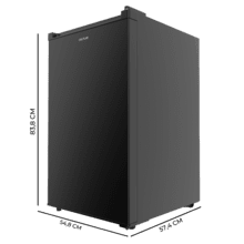 Bolero CoolMarket TF 97 Black Freezer vertical de mesa preto medindo 83,5 cm de altura e 55,1 cm de largura com grande capacidade de 97L e classe energética E.