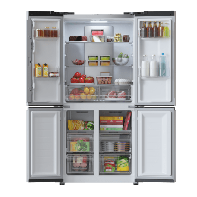 Bolero CoolMarket 4D 436 Inox E Frigorífico 4 puertas inox, 183cm alto y 83,6cm ancho, capacidad 436L, compresor Inverter Plus, Total No Frost, Alarma de puerta abierta, clase energética E. Además, cuenta con distintos modos como Fast Cooling y Fast Freezing, así como sistemas como MultiAirFlow, Metal Cooling y modo vacaciones.