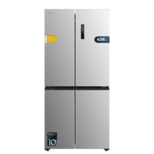 Bolero CoolMarket 4D 436 Inox E Frigorífico 4 puertas inox, 183cm alto y 83,6cm ancho, capacidad 436L, compresor Inverter Plus, Total No Frost, Alarma de puerta abierta, clase energética E. Además, cuenta con distintos modos como Fast Cooling y Fast Freezing, así como sistemas como MultiAirFlow, Metal Cooling y modo vacaciones.