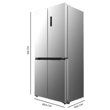 Bolero CoolMarket 4D 436 Inox E Frigorífico 4 puertas inox, 183cm alto y 83,6cm ancho, capacidad 436L, compresor Inverter Plus, Total No Frost, Alarma de puerta abierta, clase energética E. Además, cuenta con distintos modos como Fast Cooling y Fast Freezing, así como sistemas como MultiAirFlow, Metal Cooling y modo vacaciones.